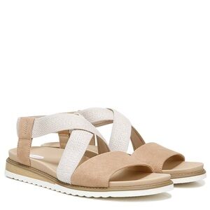 Women's Tan and White Sandals